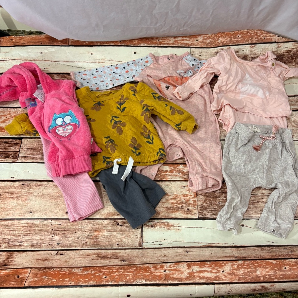 Baby Clothing Bundle - Pink, Yellow, Gray